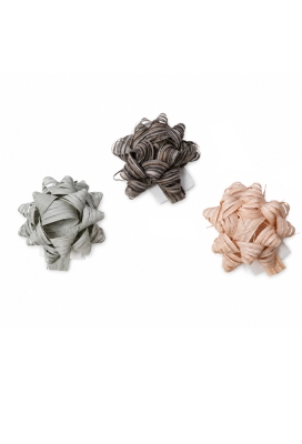 Mini Bows Strik Rond 65mm Raffia Trio Color Met Plakker 100stuks