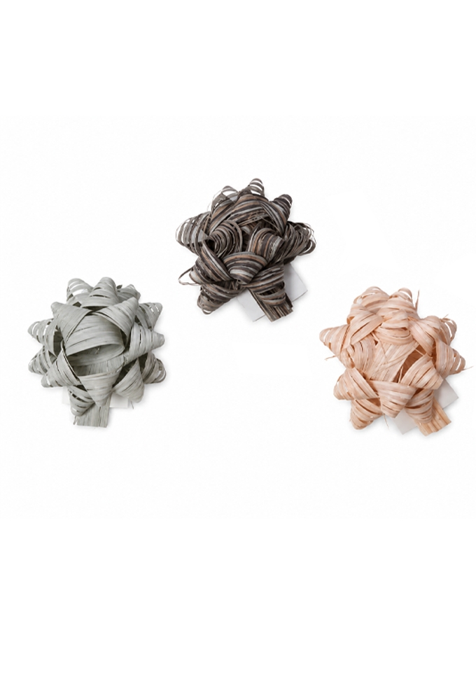 Mini Bows Strik Rond 65mm Raffia Trio Color Met Plakker 100stuks