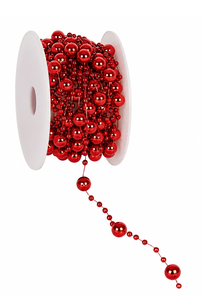 Koord Lint Balletjes Rood Metallic 8mm x 10 meter