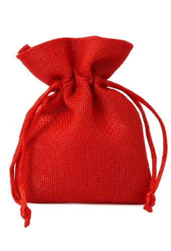 Kadozakjes Canvas Linnen Rood Met Koord 9cm x 12cm 10stuks