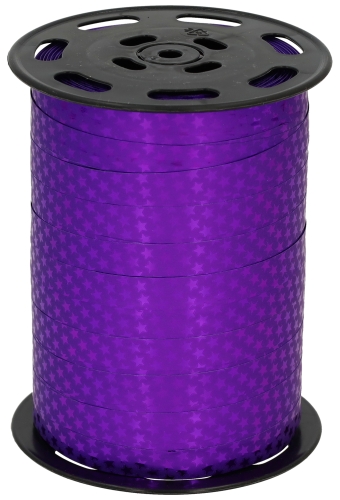 Kerst Krullint Metallic Paars Sterren 10mm x 225meter