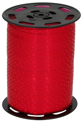 Kerst Krullint Metallic Rood Sterren 10mm x 225meter