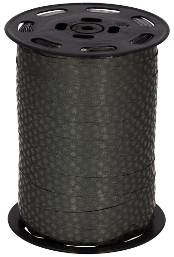 Kerst Krullint Metallic Zwart Sterren 10mm x 225meter