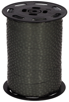 Kerst Krullint Metallic Zwart Sterren 10mm x 225meter