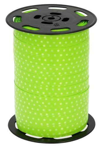 Krullint Dots Wit & Groen 10mm x 225 meter