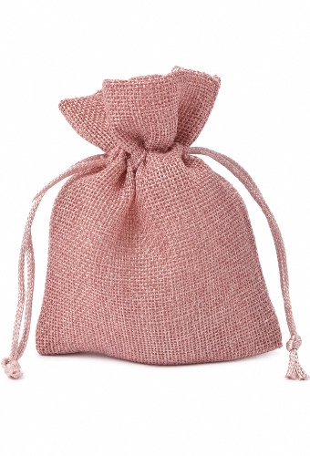 Kadozakjes Canvas Linnen Oud Roze Met Koord 9cm x 12cm 10stuks