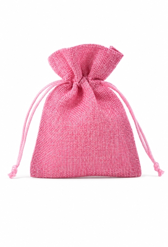 Kadozakjes Canvas Linnen Roze Met Koord 9cm x 12cm 10stuks