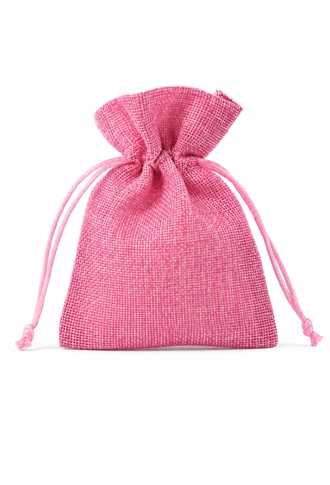 Kadozakjes Canvas Linnen Roze Met Koord 9cm x 12cm 10stuks