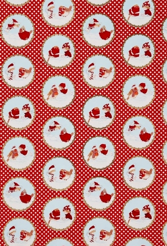 Kerstpapier Coated Vrolijk Kerstfeest Dots Rood 30cm  x 200meter