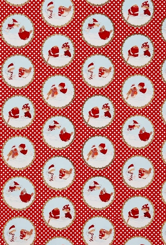 Kerstpapier Coated Vrolijk Kerstfeest Dots Rood 30cm  x 200meter