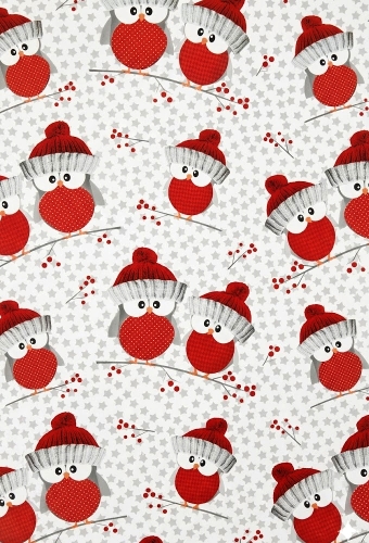 Kerstpapier Coated Owl Brothers Wit & Rood 30cm x 200meter