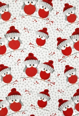 Kerstpapier Coated Owl Brothers Wit & Rood 30cm x 200meter