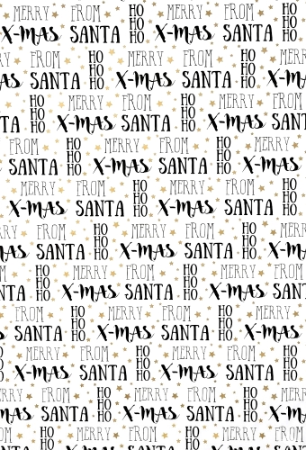 Kerstpapier Coated Xmas White Black Gold 30cm x 200meter 