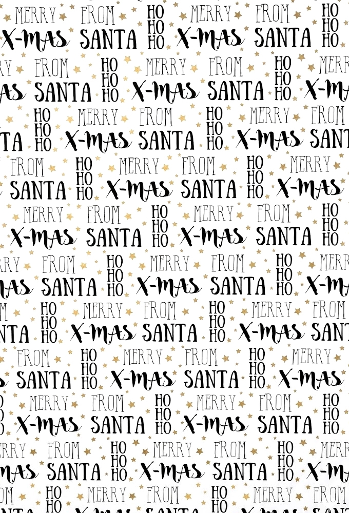 Kerstpapier Coated Xmas White Black Gold 30cm x 200meter 