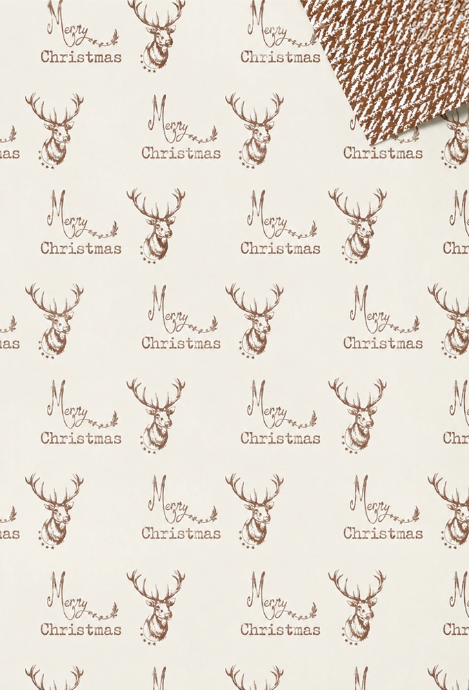 Kerstpapier Coated Dubbelzijdig Christmas Rendier 30cm x 175meter