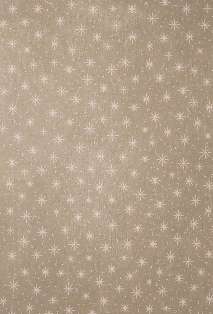 Kerstpapier Bruin Kraft Stars Gold 30cmx250meter