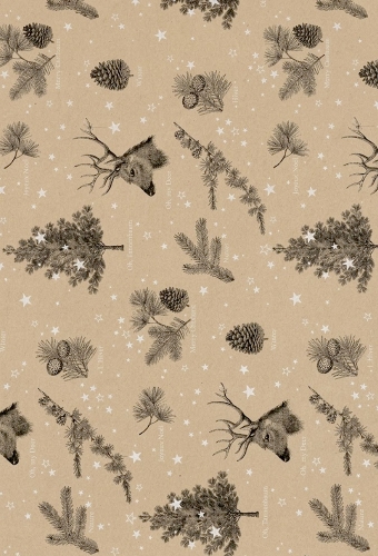 Kerstpapier Bruin Kraft Oh My Deer 30cm x 250meter