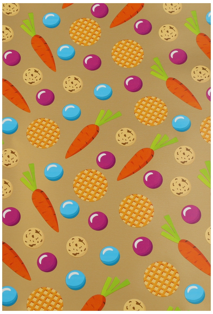 Sintpapier Trendy Sint Pepernootjes & Wortel Goud 40cm x 125meter