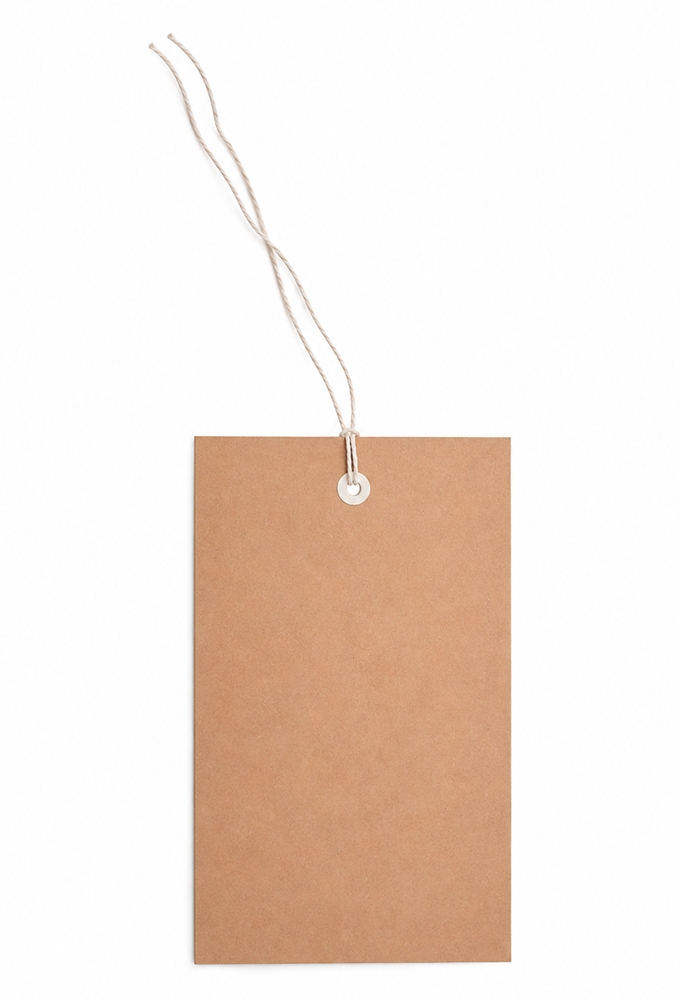 Kadokaartje Kraft 4x6cm Naturel Blanco & Koord 48stuks