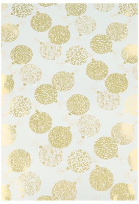 Kerstpapier Metallic Xmas Ornament Wit Goud 40cm x 100meter