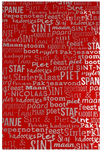 Sintpapier Metaalpapier Sint Handlettering Rood 40cm x 125meter