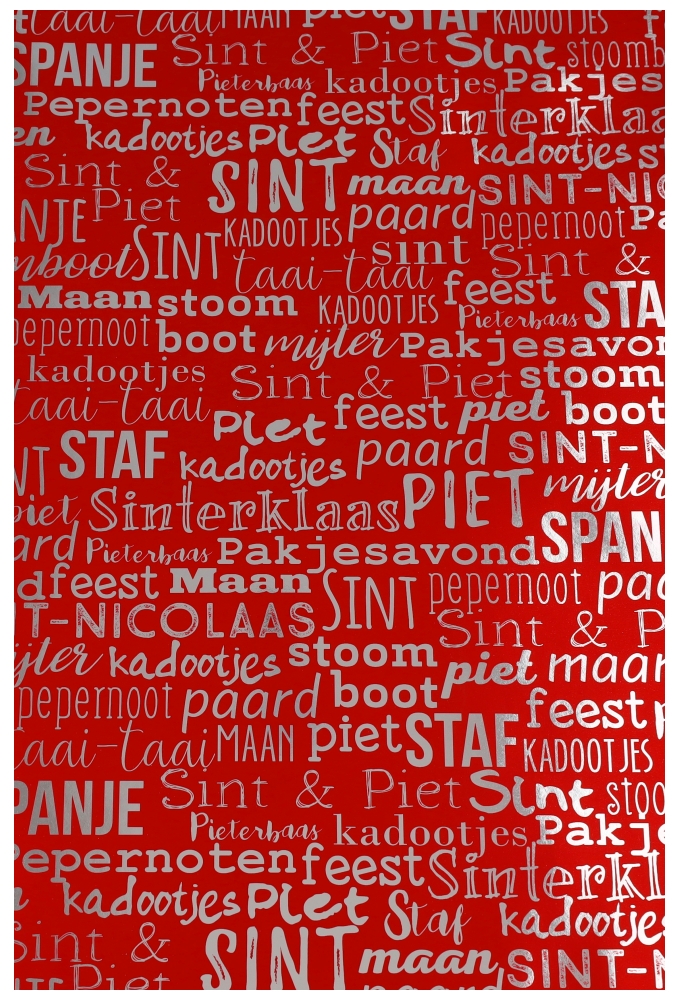 Sintpapier Metaalpapier Sint Handlettering Rood 40cm x 125meter