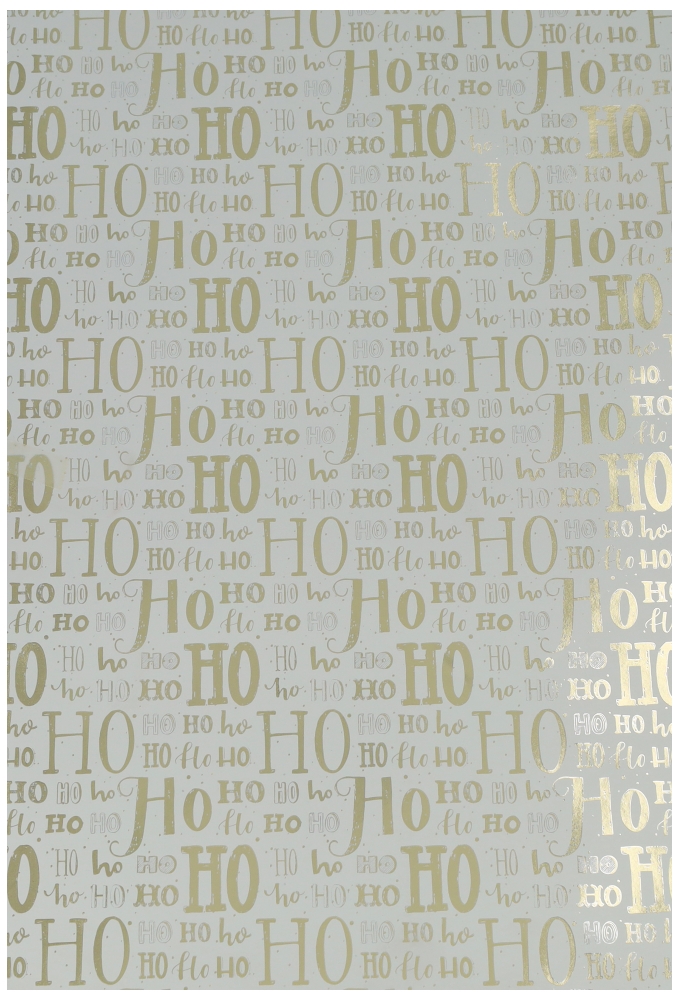 Kerstpapier Metallic Hoho Lettering Goud 40 cm x  100meter