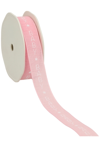 Luxe Satijn Lint Baby Star Baby Roze 22mm x 15meter