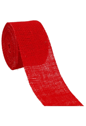 Geschenklint Jute Naturel Rood 70mm x 8 meter