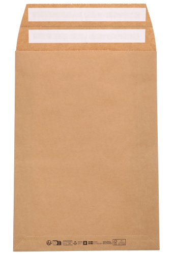 Papieren Verzendzak Zijvouw Zaza Kraft Plakstrip 38x57x10+10cm 225stuks