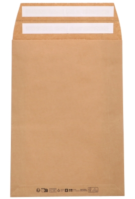 Papieren Verzendzak Zijvouw Zaza Kraft Plakstrip 38x57x10+10cm 225stuks