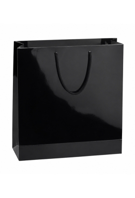 Kadotasjes Rome Uni Zwart Glanzend Met Koord 41x14x36cm 10stuks