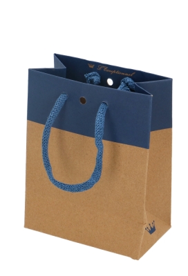 Cadeautasjes Palli Met Lintgleuf Kraft & Blauw 11.4x6.4x14.6cm 20stuks OP IS OP
