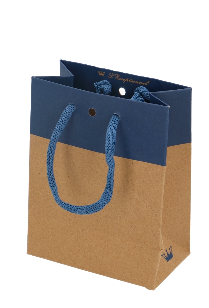 Cadeautasjes Palli Met Lintgleuf Kraft & Blauw 11.4x6.4x14.6cm 20stuks OP IS OP