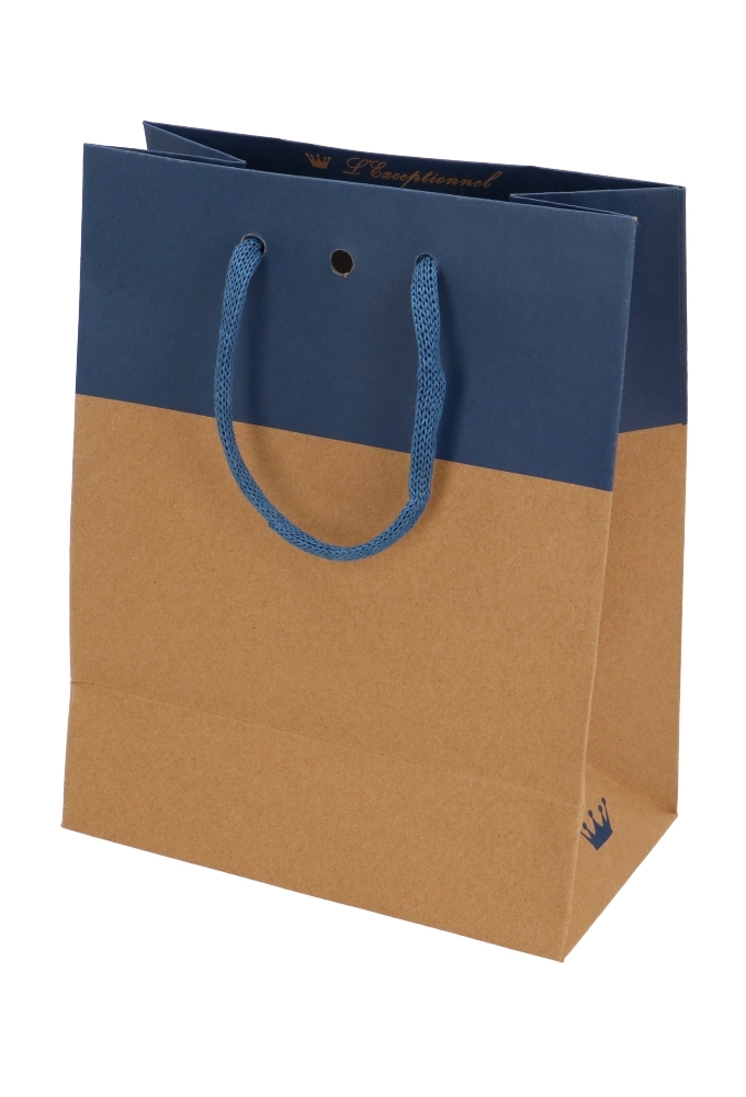 Cadeautasjes Palli Met Lintgleuf Kraft & Blauw 18x10x22.7cm 10stuks OP IS OP