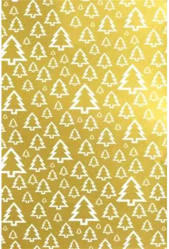 Kerstpapier de Luxe Trees Goud 30cm x 200meter