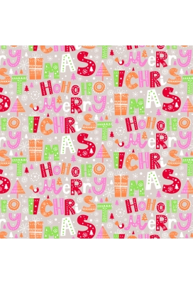 Kerstpapier Kraft Ho Ho Merry X Mas Kraft Pink Orange 40cm x 250meter