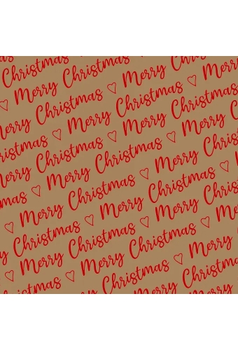 Kerstpapier Kraft Merry Christmas Wishes Kraft Red 40cm x 250meter