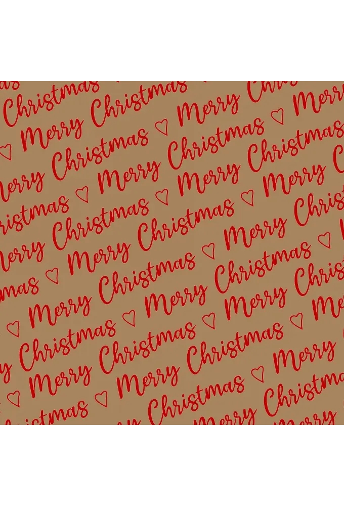 Kerstpapier Kraft Merry Christmas Wishes Kraft Red 40cm x 250meter