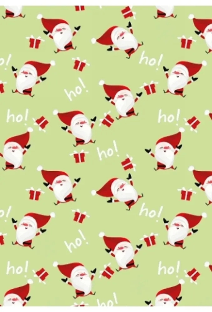 Kerstpapier Happy Santa Lime Groen 50 cm x 200meter