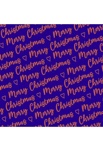 Kerstpapier Merry  Christmas Wishes Blue Copper 70cm x 100meter