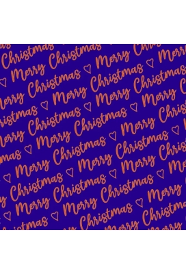 Kerstpapier Merry  Christmas Wishes Blue Copper 70cm x 100meter