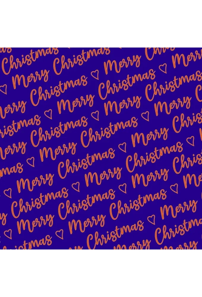Kerstpapier Merry  Christmas Wishes Blue Copper 70cm x 100meter