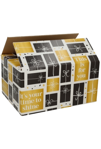 Geschenkdozen Time To Shine Gold Gift 39x29x20cm 15stuks