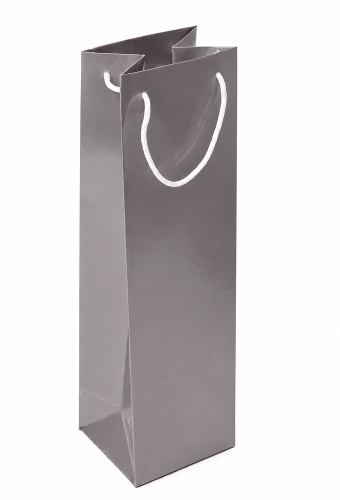 Luxe Wijntasjes Parijs Glans Zilver Met Koord 10x9x38cm 10stuks