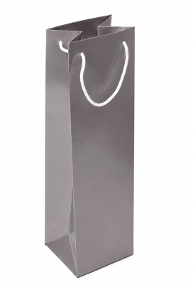 Luxe Wijntasjes Parijs Glans Zilver Met Koord 10x9x38cm 10stuks