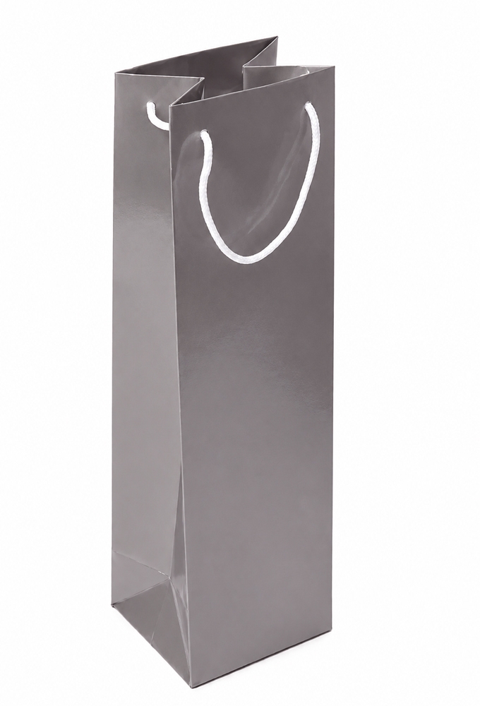 Luxe Wijntasjes Parijs Glans Zilver Met Koord 10x9x38cm 10stuks