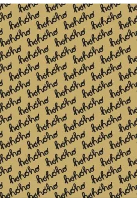 Kerstpapier Bruin hohoho zwart kraft 40cm x 250meter