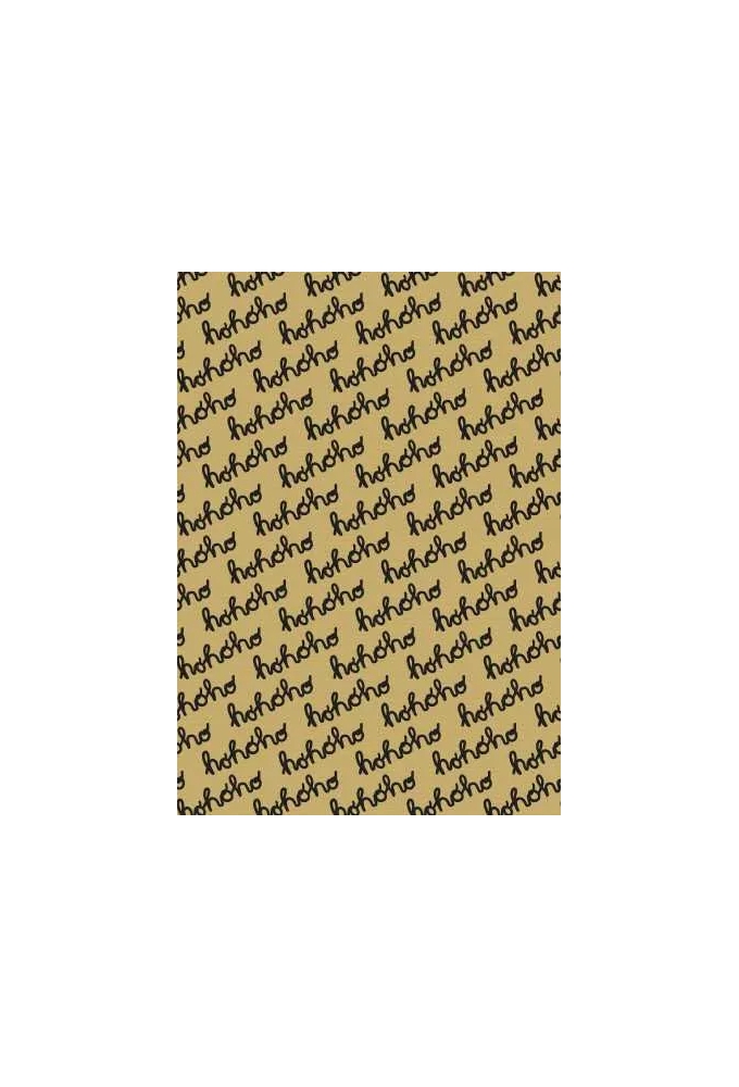 Kerstpapier Bruin hohoho zwart kraft 40cm x 250meter