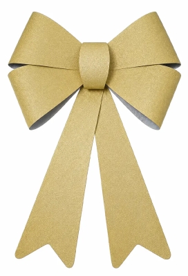 Dubbele Strik Glitter Goud Genua & IJzerdraad 2x 7cm. 30x43cm 1stuk
